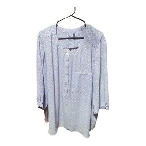NYDJ Light Blue Geometric Blouse